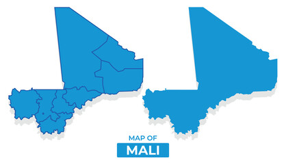 Vector Mali map set simple flat illustration with borders of regions