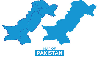 Vector Pakistan map set simple flat illustration with borders of regions