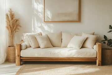 Cozy Living Room with Beige Sofa and Natural Light