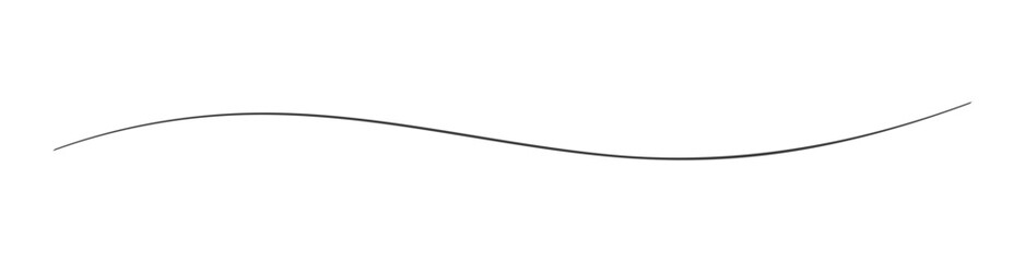 ゆるやかなウェーブが美しい手書きの横長の黒い線 - シンプルでおしゃれなデザイン素材