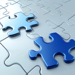 Fototapeta premium two puzzle pieces that are being pulled apart or have a visible gap between them.