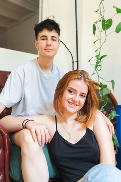 Potrait of a lgbtq couple at home