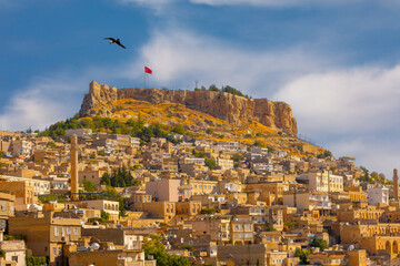 Ancient and stone houses of Old Mardin (Eski Mardin) with Mardin Castle, Located South Eastern of Turkey