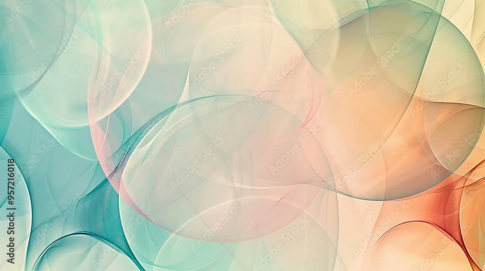Wall mural an abstract background with soft, overlapping circles in pastel colors, creating a bubble-like effec