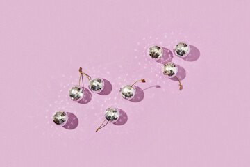 Set of party disco balls in berry shape covered with pieces of mirror