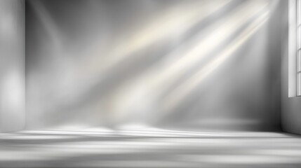 A serene and minimalist interior space with soft light and shadows creating a calming atmosphere for artistic design.