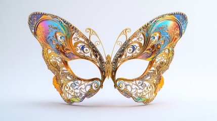 Naklejka premium Luxury butterfly masquerade mask on white background