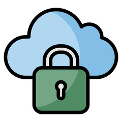 Secure Cloud Icon Element For Design