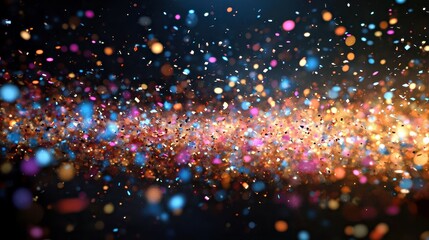 Celebratory Confetti Cascade in Frozen Motion with Stunning Glossy Texture and Light Reflections - High Detail 3D Render