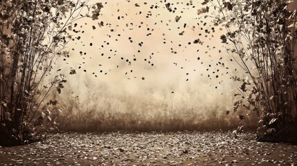 Nostalgic Sepia-Toned Confetti Backdrop - Vintage Aesthetic with Muted Colors for Timeless Look