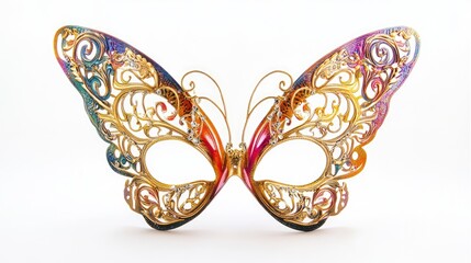 Naklejka premium Luxury butterfly masquerade mask on white background