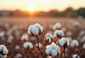 Concept photo of cotton field with space for text, wallpaper	