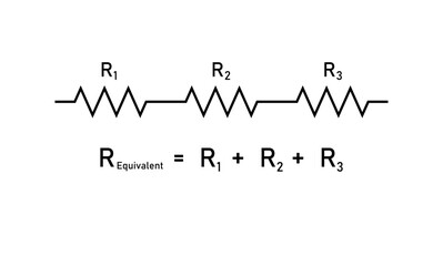 Three resistors connected in series diagram and formula.