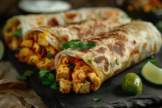 Kolkatastyle paneer kathi roll a classic cottage cheese wrap