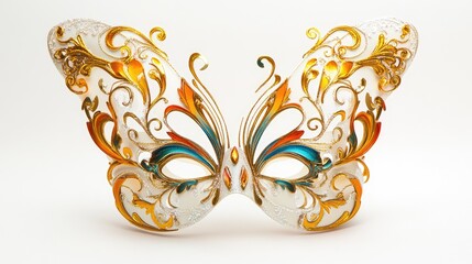Luxury butterfly masquerade mask on white background