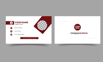 Red business card design. modern wavy theme, double sided business card design stylish elements Personal visiting card with company logo. Vector illustration.