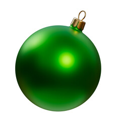 Christmas green ball on a transparent background. 3D render. Holiday decoration.