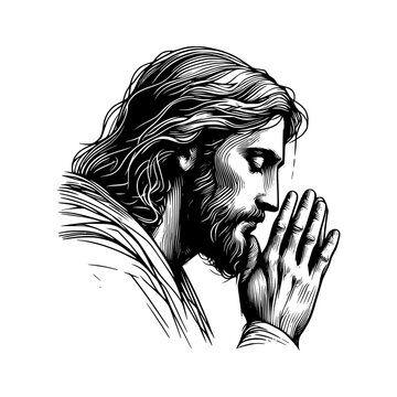 recommend clip art:  line art sketch drawing- jesus christ praying (artwork 2)
