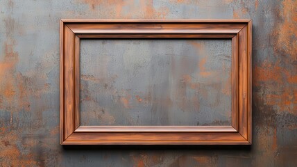 Vintage frame, distressed metal wall, illustration