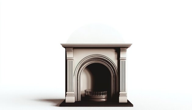recommend clip art: Simplistic cream-colored fireplace outline in minimalist style on white.