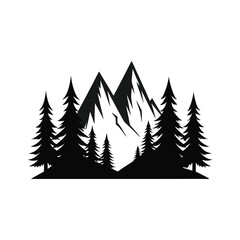 Obraz premium set of christmas trees & mountain