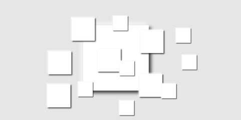 Abstract white square shape geometric gray background. vector illustration, seamless technology concept layered geometric line triangle shapes background. paper texture design. 