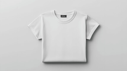 White t-shirt mockup folded square top view on plain background