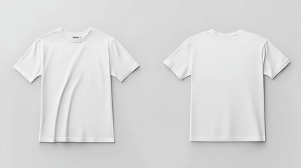 White t-shirt mockup front and back view on plain background