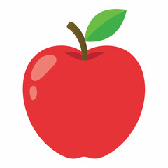 Red apple isolated on white background Vector illustration in flat style.eps