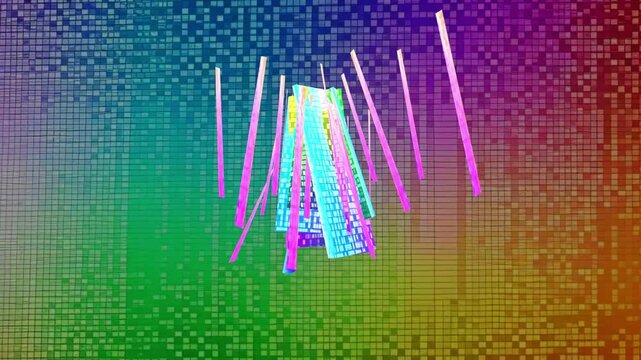 33 seconds of endless visualizer of colorful squares and sticks flying around in patterns hd, video, animation, motion graphics, 1920, 1080