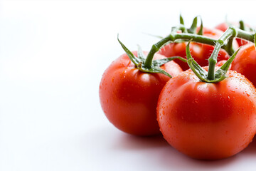 Ripe tomatoes isolated on white background, Close up shot red shiny tomato.	