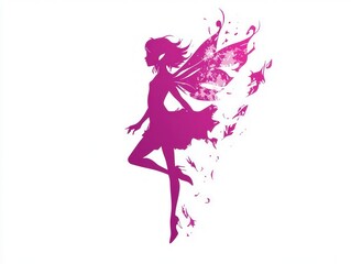 Obraz premium Crisp magenta elf silhouette in minimalist style presented on white background.