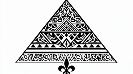 Abstract Black and White Triangle with Fleurdelis Base A Tribal Pattern Design Tribal