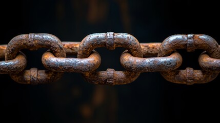 Fototapeta premium The broken chain shows significant rust, indicating prolonged exposure and wear over time