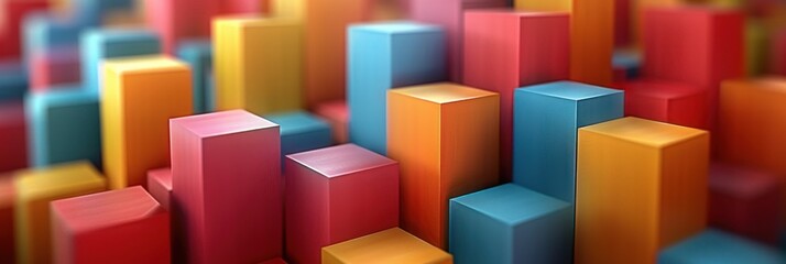 Obraz premium Multicolored cubes arranged in a random pattern