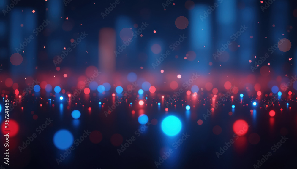 Poster glowing red and blue data visualization: an abstract glowing visualization of red and blue data poin