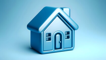 3d icon blue house