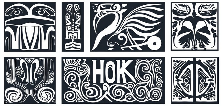 Abstract Tribal Motifs A Composition of Black White Geometric Shapes and Swirls Northwest Coast Influence Tribal