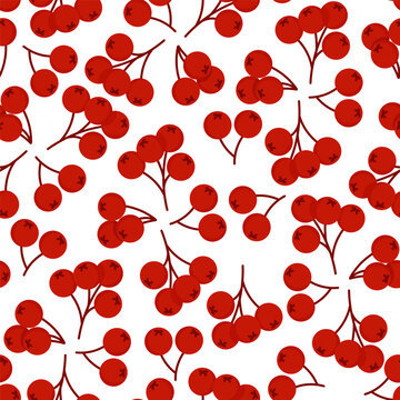 Seamless pattern of red berries on a white background