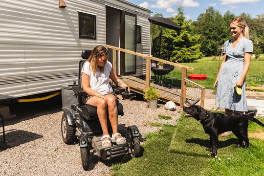 Person with a disability Getting Ready for a Walk
