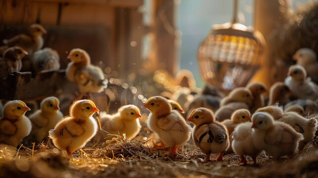 Little chicken in farm 