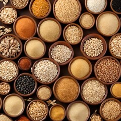 Collection of kinds of grain isolated on withe background