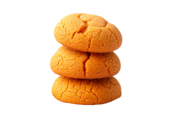 Cracked Pumpkin butter cookies isolated on white transparent background.