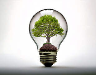  A light bulb with a small tree growing inside, set against a white background, represen_1(183)