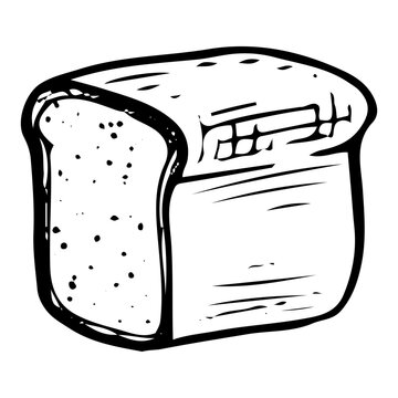 recommend clip art: Half bread hand drawn doodle. Baked toast bun. Bakery. Loaf. Wheat dough pie. Sweet food. Homemade pastry. Sugar biscuit dessert. Vector sketch line art illustration.