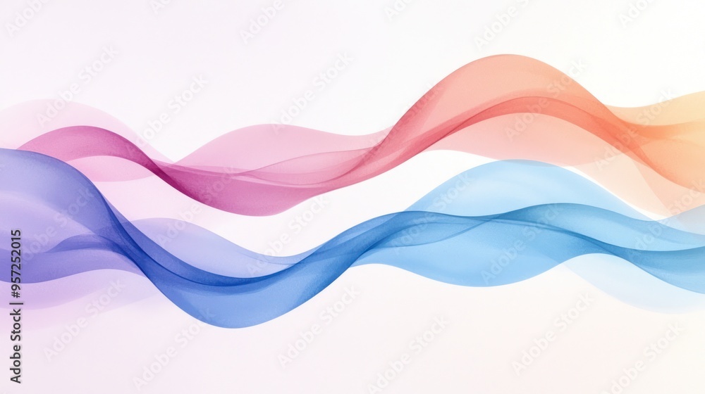 Poster elegant abstract waves in soft colors, creating a serene and modern background for digital design an