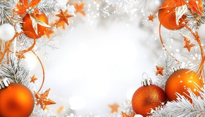 Gentle glowing bright orange and white Christmas frame.