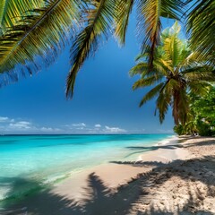 Turquoise sea and palm-lined beach in Jamaica, capturing the essence of a tropical paradise for travel and destination marketing
