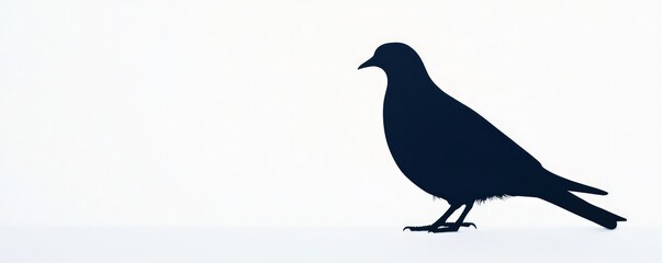 Obraz premium Simple sapphire-colored partridge silhouette on a white backdrop.