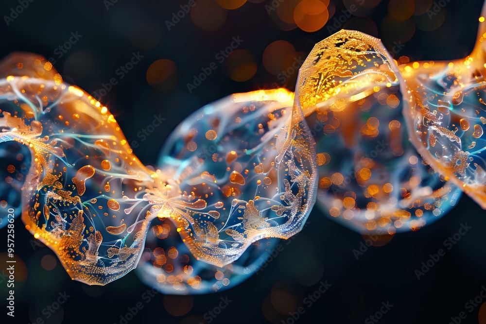 Poster glowing soap bubbles with golden light reflections and bokeh effects create magical abstract macro p